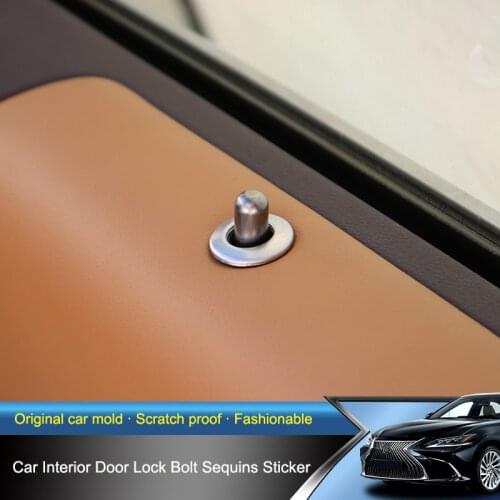 QHCP Car Doors Latch Lifter Door Pin Sequins Interior Door Lock Bolt Decoration Covers Accessories For Lexus ES200 260 300H 2018