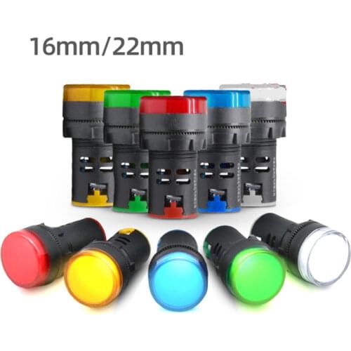 Free shipping 2PCS AD16-22D/S LED Power Indicator 22mm AC 12v24v220v380v36v Signal Light Pilot Lamp