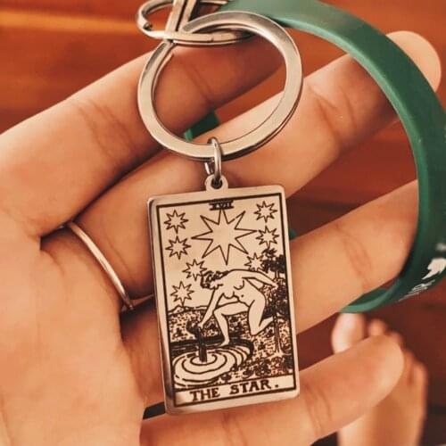 Dawapara The Major Arcana Pendant Keyring First Set of Cards In The Tarot Vintage Key Chain Stainless Steel Jewelry Golden