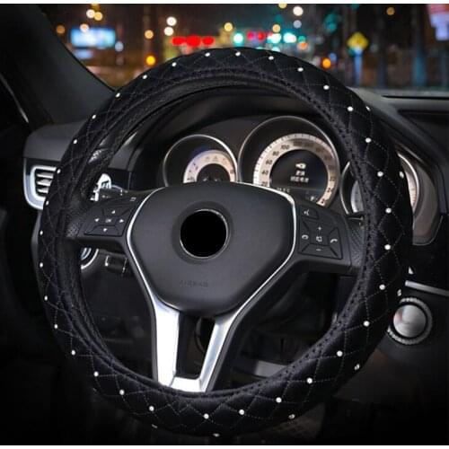 New Crystal Diamond Car Steering Wheel Covers for Women Girl Plush Rhinestone covered Steering-Wheel Interior Accessories