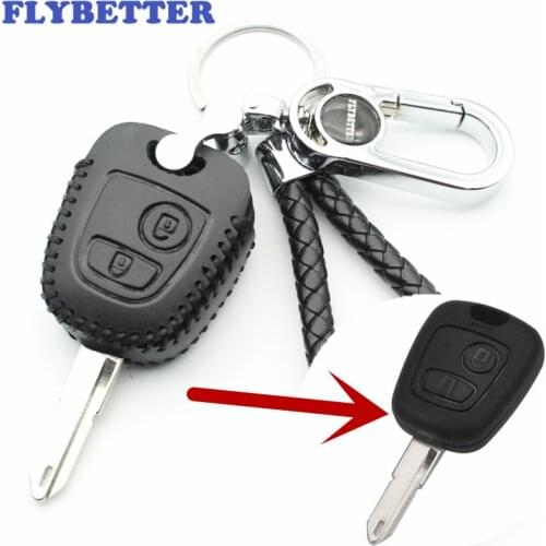 FLYBETTER Genuine Leather Key Case Cover For Peugeot 206/207/306/307/408/406 For Citroen C1/C2/C3/C4/C5/C8 Car Styling (B) L2204
