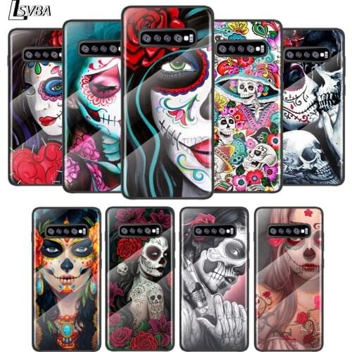 Catrinas and skull For Samsung Galaxy S21 Ultra Plus 5G M51 M31 M21 Tempered Glass Cover Shell Luxury Phone Case