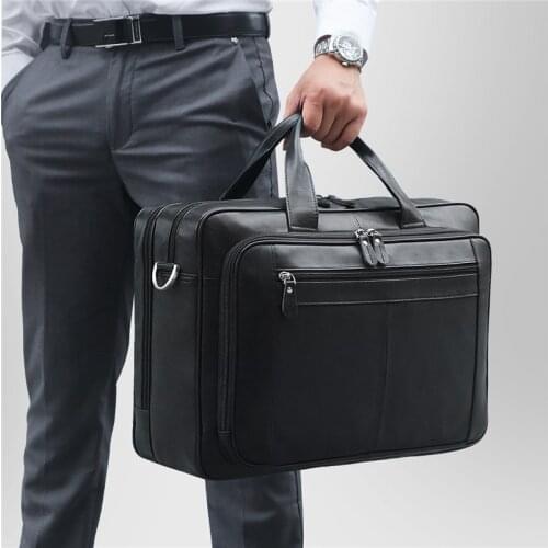 Black Coffee Genuine Leather Men Briefcase Male Portfolio 14'' 15.6'' 17'' Laptop Business Travel Men Messenger Bag M7320