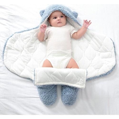 Baby Sleep Sack Winter Warm Baby Sleeping Bag for Stroller Newborn Swaddle Blanket With White Fleece Baby Bedding Accessories