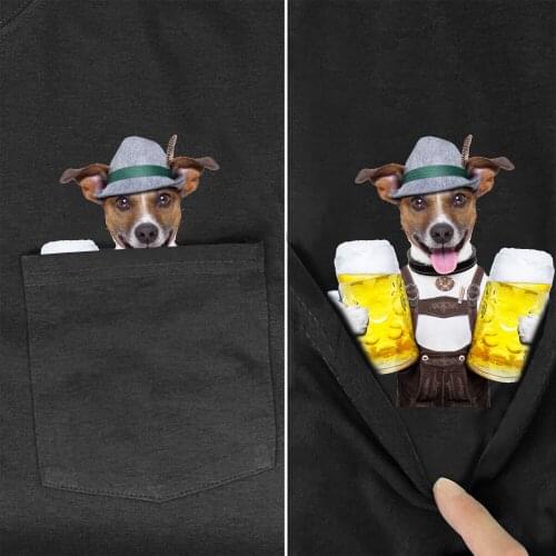 CLOOCL Cotton Pocket T-Shirt Fashion Brand Summer Pocket Beagle Beer Printed T-shirt Funny Cotton Tee Tops Clothes