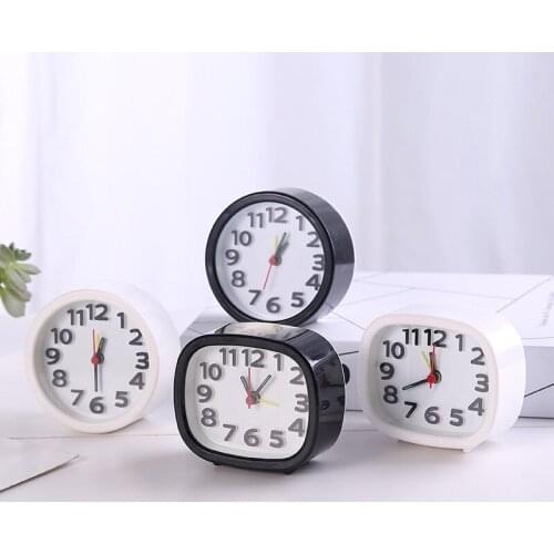 Creative Candy Color Square / Round Small Alarm Clock Bedroom Bedside Clock Office Electronic Clock Student Childrens Gift 3