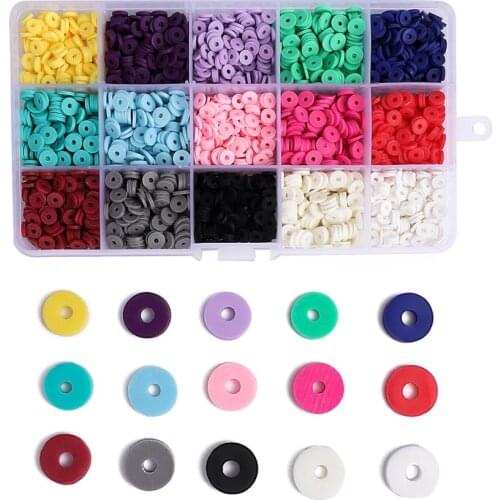 12mm Polymer Clay Beads Disc Round Heishi Beads Chip Disk Loose Spacer for Jewelry Making DIY Bracelet Necklace