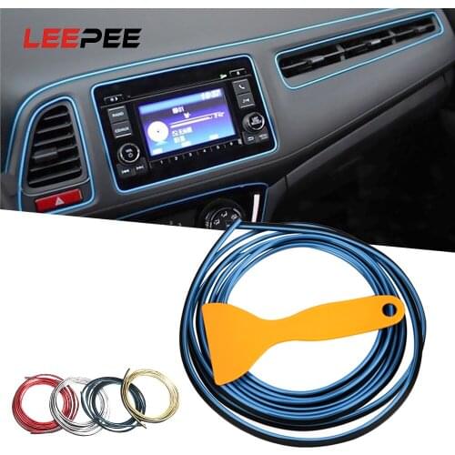 LEEPEE 3 Meter Car Door Decor Strip DIY Trim Line Protection Strip Dashboard Edge Interior Mouldings Decoration Edge Sticker