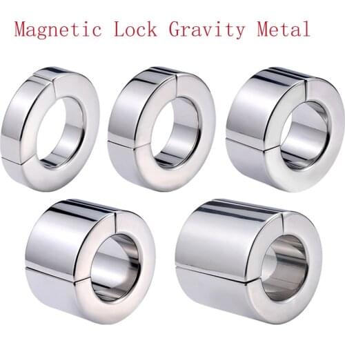 Magnetic Lock Gravity Metal Scrotum Pendant Ball Stretcher Testis Weight Cock Ring Penis Restraint Staninless Steel Male Sex Toy