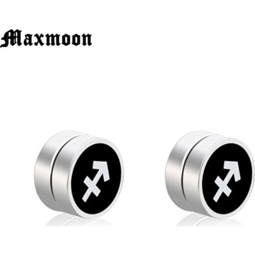 Maxmoon 1Pair Men Magnet Stud Earrings Non Piercing Clip On Round Earring Black Magnetic Earrings For Mens Women