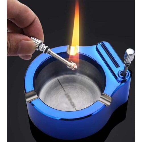 Retro Metal Ashtray Ten Thousand Match Lighter Windproof Kerosene Flint Fire Starter Lighter Desk Decorations Gadgets For Men