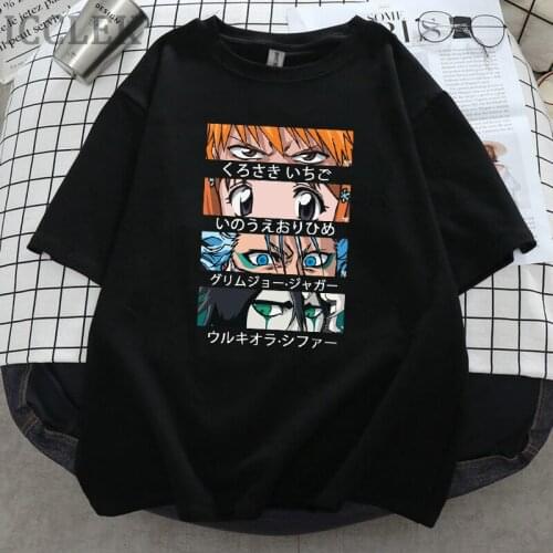 Anime Manga Bleach Characters Eyes Print T Shirt Men Wmen Short Sleeve Cotton T Shirt Ichigo Hitsugaya Toushirou Tee Tops