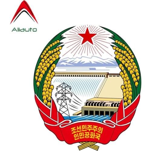 Aliauto Creative Car Sticker North Korea Coat of Arms Accessories PVC Decal Cover Scratches for Vw Polo Golf Chevrolet,15cm*13cm