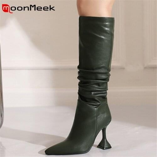 MoonMeek 2022 New Arrival Women Winter Boots Hot Sale Fashion Ladies Shoes Elegant Sexy Modern Shoes Hand Made Knee High Boots