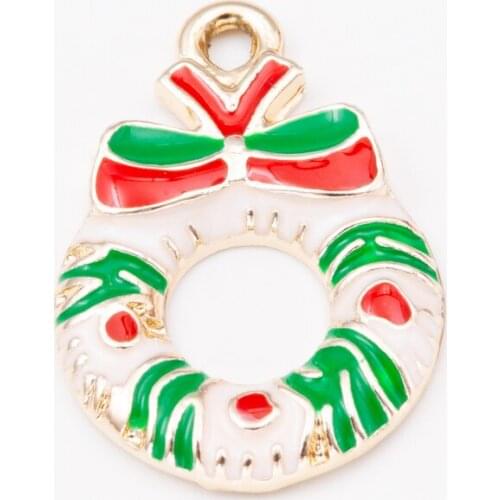 Christmas series 20 pcs wreath Enamel Alloy jewelry Headdress pendants for bracelet necklace DIY jewelry making JQ600002