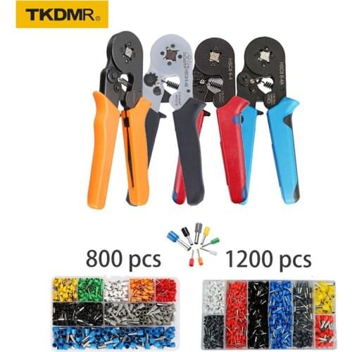 800/1200 boxTubular terminal crimping tools mini electrical pliers HSC8 6-4A 0.25-10mm2 high precision clamp set