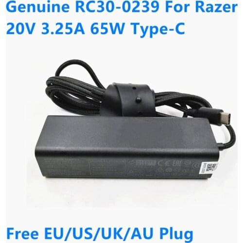 Genuine 20V 3.25A 65W Type-C RC30-0239 RC30-02390100 AC Adapter For Razer 5V 3A 9V 3A 15V 3A Laptop Power Supply Charger