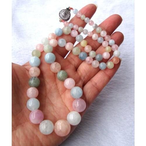 Free Shipping Natural Morganite Round Beads Necklace Women Jewelry accessories weddings parties Valentines birthday gift