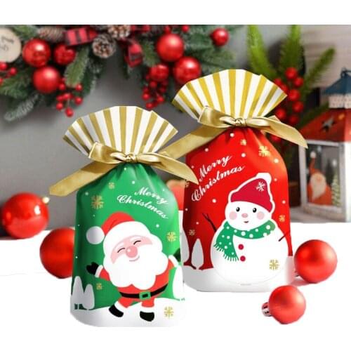 Christmas Gift Jewelry Packaging Plastic Bags 10PCS/lot Snack Biscuit Storage Pouches 15x23cm Drawstring Festival Shopping Bags