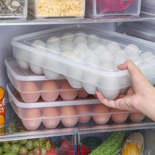 34 Grids Plastic Egg Storage Box Portable Food Storage Container Refrigerator Egg Tray Holder Container With Lid Kitchen Gadget