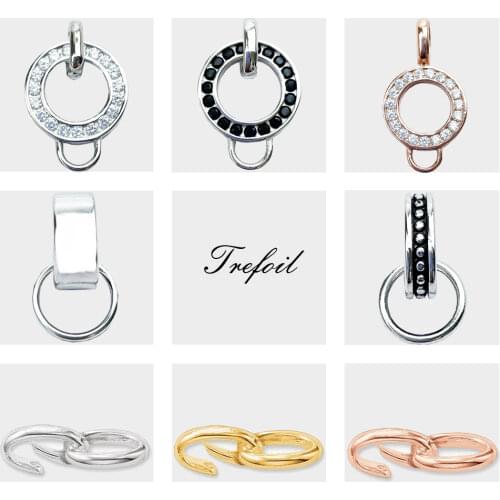 White CZ Charms Pendant Carriers, Fashion Jewelry 925 Sterling Silver Trendy Gift For Women Girl Lovers Fit Necklace 2018 New