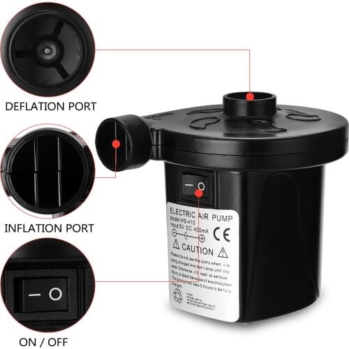 Portable Black Air Pump Rechargerable Electric Air Pump Convenient Small Size Home Household Camping Utility Air Inflation Tool