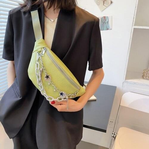 Hobos Waist Bag Purse Womens Thick Chain Fanny Pack Casual Phone Belt Bag Female One Shoulder Pu Leather Crossbody Chest Bag