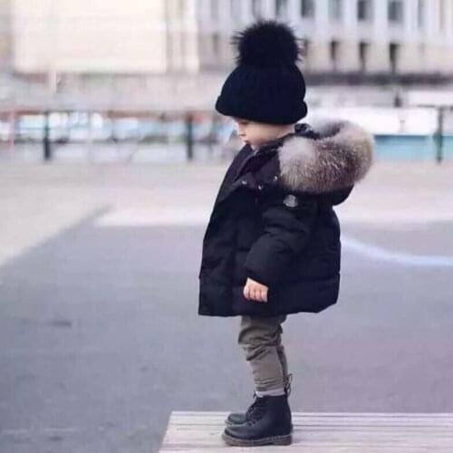 Fashion Winter Down Jacket for Boys 0-10 Years Childrens Clothing Thicken Outerwear Coats Real Fur Hooded Kids Coats