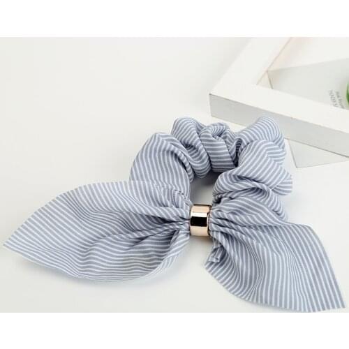 Fashion Retro Striped bow hair ring plaid Fabric Hair Scrunchy Ponytail Holder Hair ties Gum Elastic Hair Bands Rubber Bands