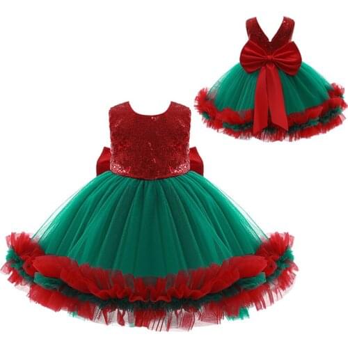 Christmas Costume Baby Girls Dress Cosplay High Quality Big Bow Mesh 1 2 3 4 5 Years Princess Dress Birthday Party Kids Clothes