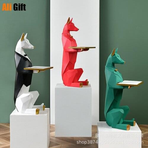 Nordic Decoration Home Living Room Landing Dog Tray Figurine Statue Creative Resin Ornaments Sculpture Home Storage Organization