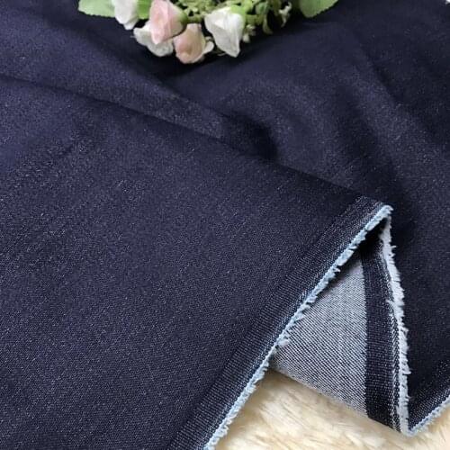 Thick Navy Blue Real Jeans Elastic Denim Fabrics For Sewing Pants Jackets Bags DIY Needlework Twill Indigo A/W Soft Tissus