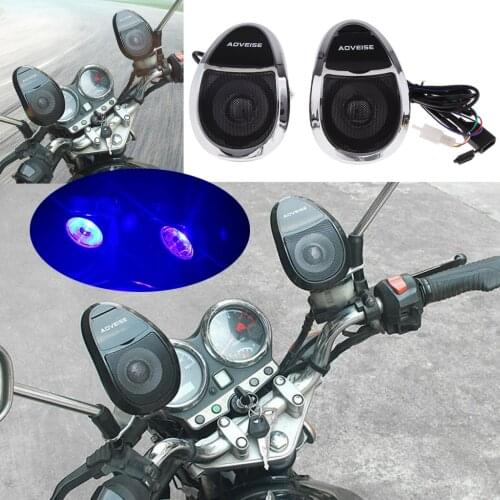Universal For Yamaha Honda Motorcycle Audio Portable Stereo Bluetooth Speakers Waterproof LED Light MP3 Player FM Radio Tuner
