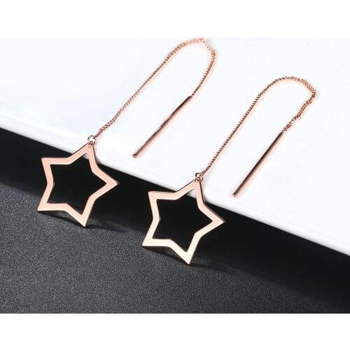 Cute Romantic Star Ear Line Drop Earrings For Women Rose White Gold Color Christmas Daily Gift Fashion Jewelry E765 E761