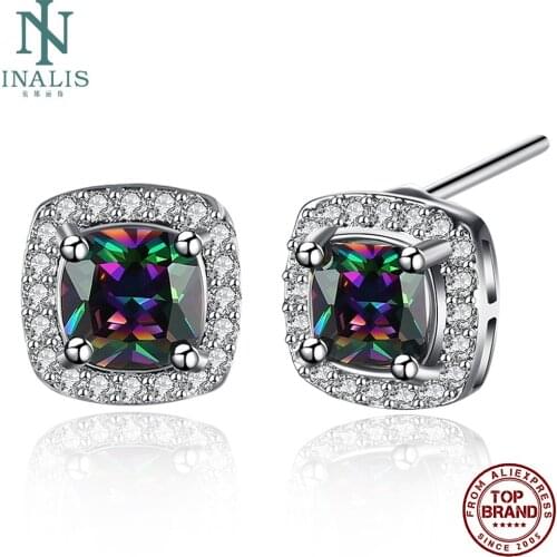 INALIS Oval Stud Earrings Fashion Colorful Zircon Cute Earrings For Women Fashion Jewelry Classic Birthday Party Earings Best