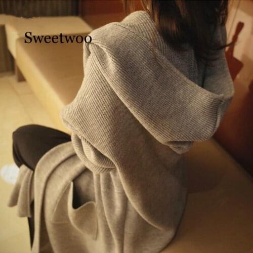 Womens Autumn New Cardigan Solid Knitted Cardigan Sweater Casual Knit Sweater Long Cardigan Trench Coat Oversize Outwear