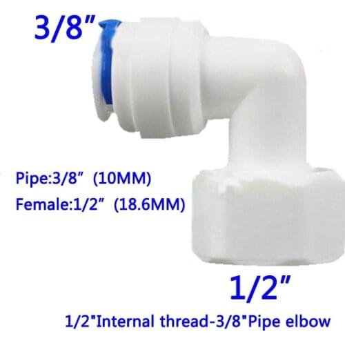 1PC 1/2" Internal thread to 3/8" elbow connector RO Water Fitting Tune Quick Connect Reverse Osmosis White fast connection