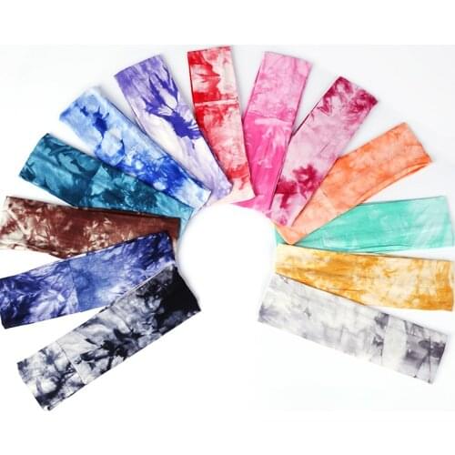 1pcs 2 inch Tie Dye Cheetah Forest Tree Chevron Zebra Cotton Stretch Headbands Sports Girl Hair Bands Bandage Gum Turban Bandana