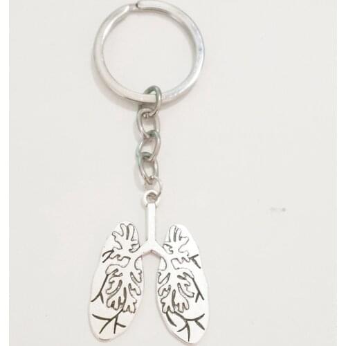 1Pcs Daily Life Inspires New Silver Plated 3D Fashion Human Lung, Lung Keychain Fashion Mini Jewelry DIY Handmade