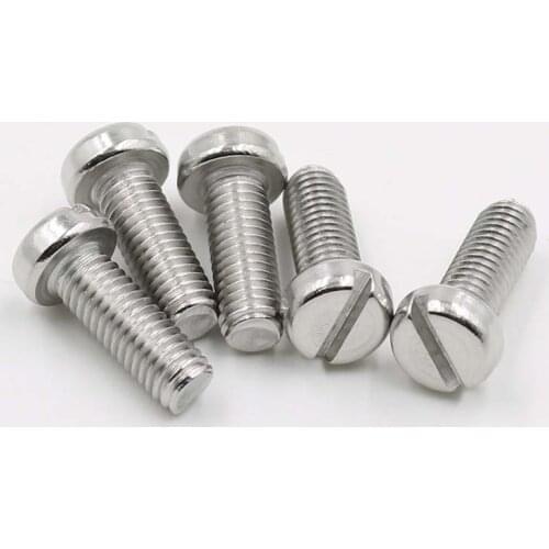 10/50pcs 304 A2-70 stainless steel GB65 Slotted Cap Head Slot Column Round Cheese Head Screw Bolt M1.6 M2 M2.5 M3 M4 M5 M6