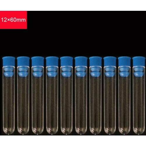 10pcs/set of Environmental Protection Plastic Test Tube Frameless Laboratory Transparent Non-toxic Test Tube 60mm