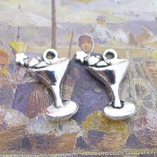 Newest 10Pieces 15*20mm Mixed Alloy Antique Silver Color Wine Glass Charms Earring Pendant Accessory For DIY Jewelry Making