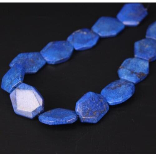 11-13pcs/strand Lapis Blue Turquoises Faceted Slab Bead Pendants,Howlite Magnesite Stone Slice Nugget Loose Beads Jewelry Making