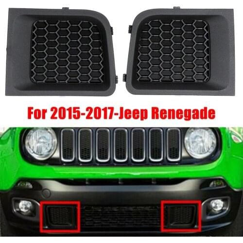 2PCS Left+Right Front Lower Bumper Grill Insert Grille Bezel Cover For Jeep Renegade 2015-2017