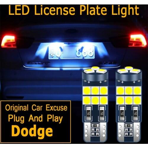2pcs LED License Plate Lights Bulb Lamp W5W T10 For Dodge Challenger Charger Dart Durango Grand Caravan Journey Caliber Avenger