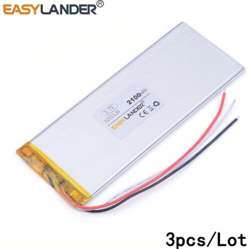 3pcs /Lot 3 line 3251120 2100MAH lithium Li ion polymer rechargeable battery For Mp5 GPS PSP PAD E-Book tablet pc video game