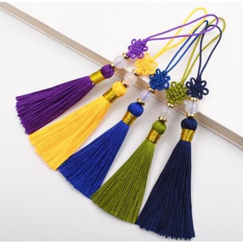 5pcs 13cm Chinese Knot Color Mini Jade Bead Tassels DIY Crafts Arts Jewelry Clothes Decor Fringe Gift Pendant Tassel Accessories