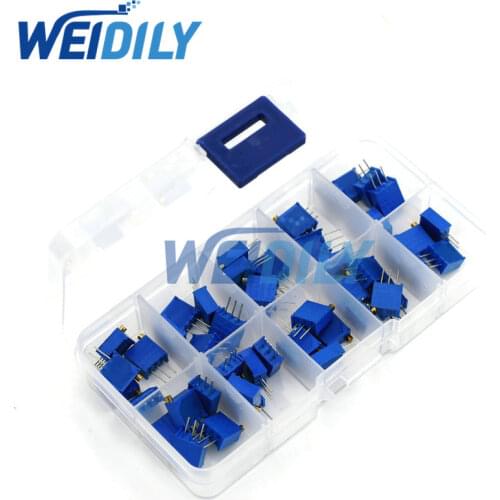 50PCS/LOT 3296W Multiturn Trimmer Potentiometer Kit High Precision 3296 Variable Resistor With Free Box Electronic diy kit