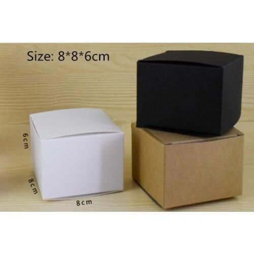 50pcs/lot-8*8*6cm Blank White Black Kraft Gift Box For Cosmetic Bottle Jar Craft Gift Handmade Soap Candle Storage valve tubes