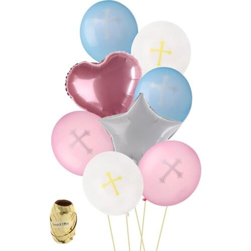 9/10Pcs Balloon Easter Bless Cross Easter Balloons Party Easter Decoration Balloon Baptism Forked Holy Communion Favors Christen